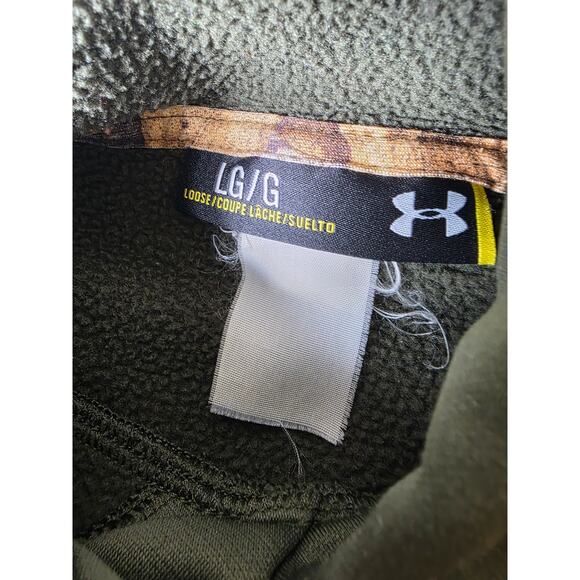 UNDER ARMOUR Storm Olive Green Antler Hunting Casual Active Pullover Hoodie SZ L - Picture 5 of 8